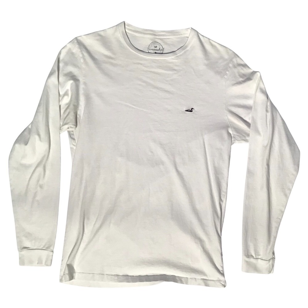Sunwashed Great Lakes Womens White Top Comfy Crew‎ Neck Stretchy Long Sleeve XL